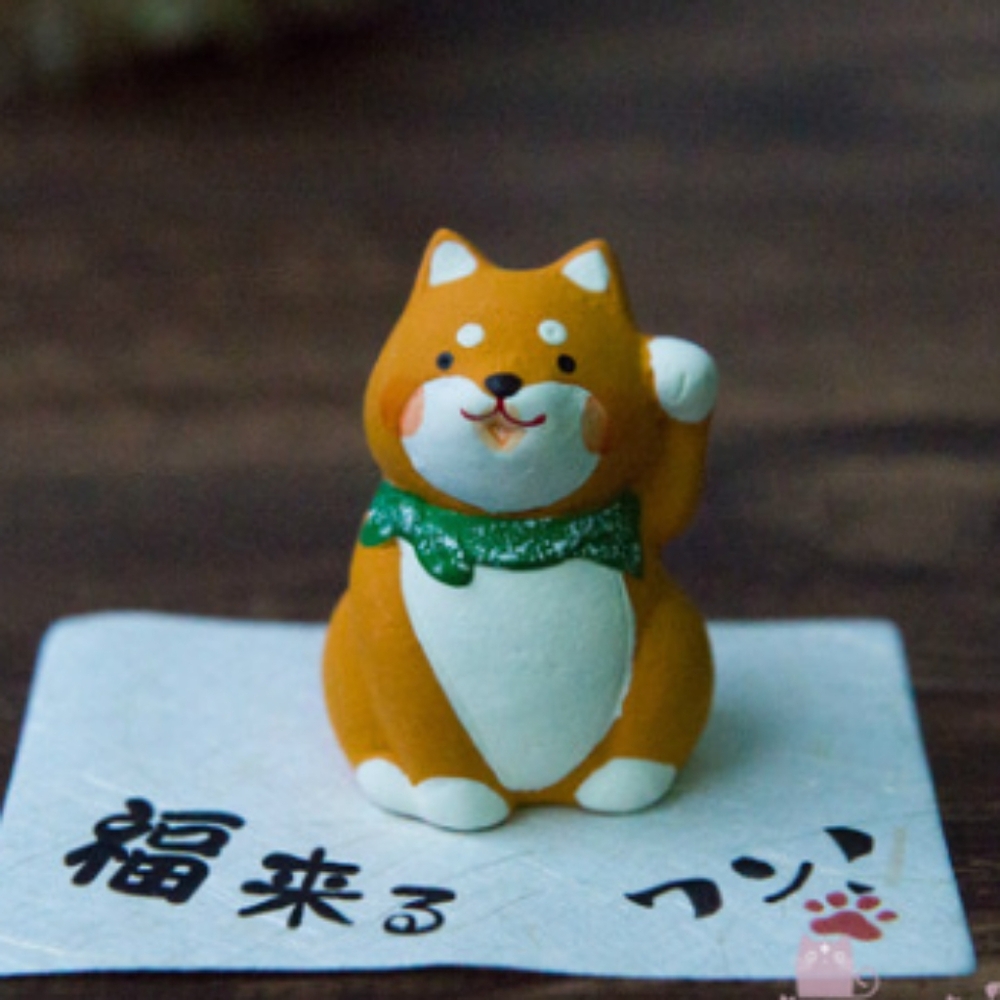 Japanese ceramic Shiba inu dog ornamemt.